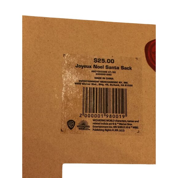 The Wizarding World of Harry Potter JOYEUX NOEL Drawstring Santa Sack 20" x 27" - Picture 3 of 3